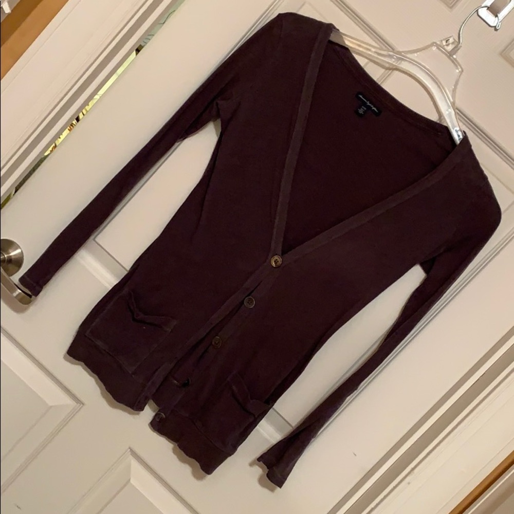 100% cotton AE Cardigan, dark grey XS